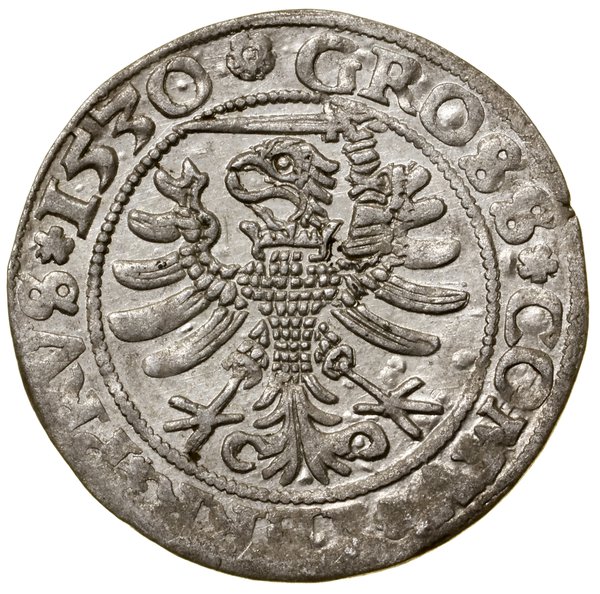 Grosz, 1530, Toruń; końcówki legend PRV / PRVS; 