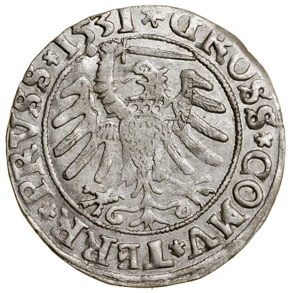 Grosz, 1531, Toruń; końcówki legend PRVS / PRVSS