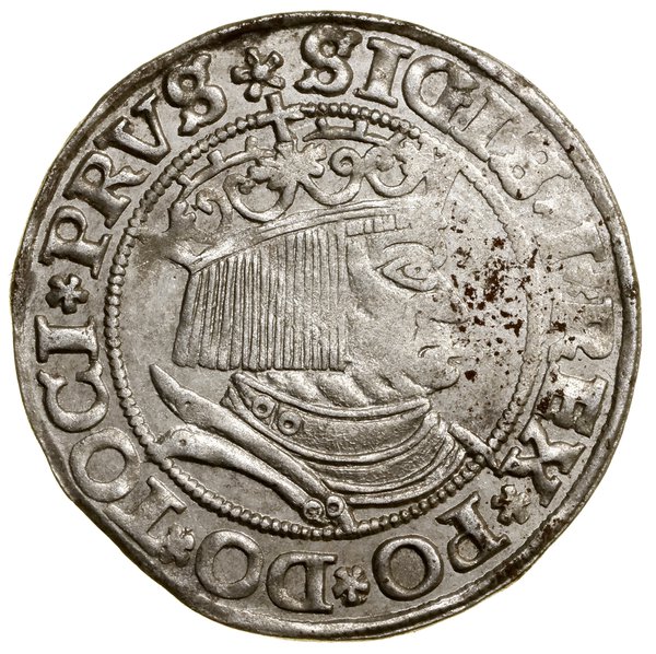 Grosz, 1532, Toruń; końcówki legend PRVS / PRVSS