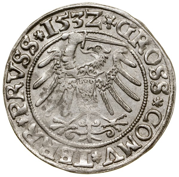 Grosz, 1532, Toruń; końcówki legend PRVS / PRVSS