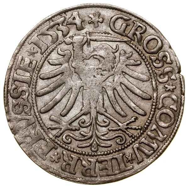 Grosz, 1534, Toruń; popiersie króla z długimi wł