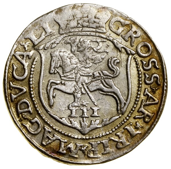 Trojak, 1563, Wilno; odmiana z herbem Topór (Gab