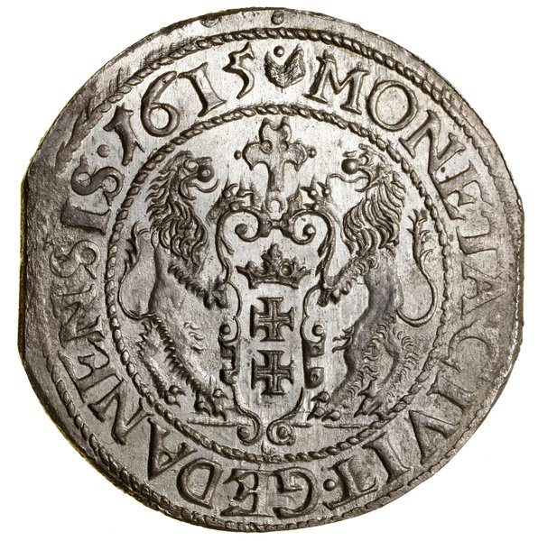 Ort, 1615, Gdańsk; duża głowa króla, kropka nad 