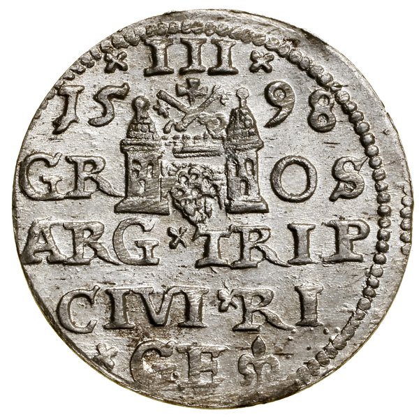 Trojak, 1598, Ryga; bez znaku interpunkcyjnego p