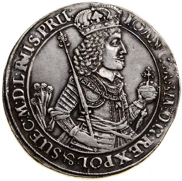 Dwutalar, 1650, Gdańsk; Aw: Półpostać króla w pr