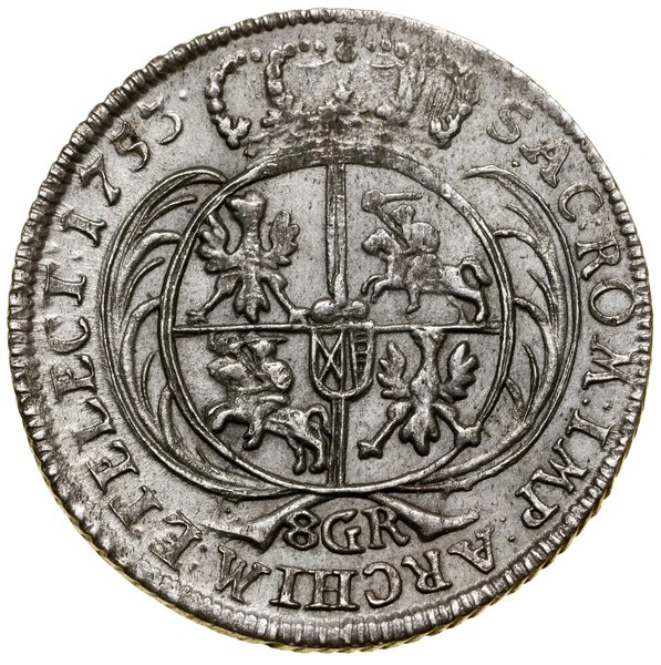 Dwuzłotówka, 1753, Lipsk; bez liter E – C pod ta