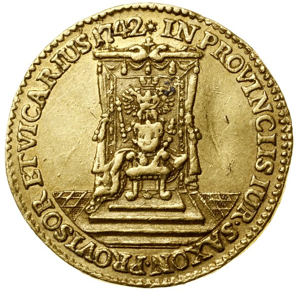 Dukat wikariacki, 1742, Drezno; Aw: Król na koni