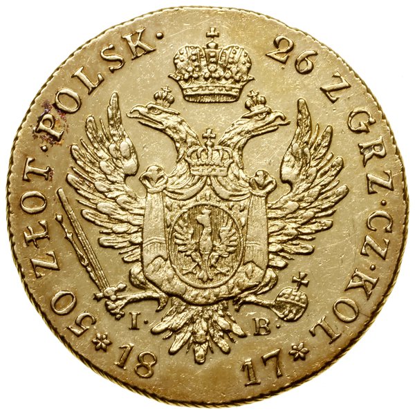 50 złotych, 1817, Warszawa; Aw: Głowa cara w pra