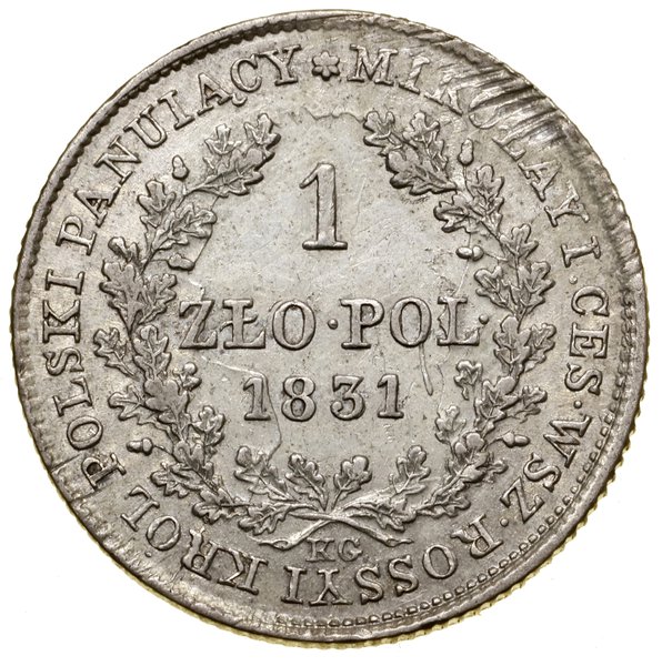 1 złoty, 1831, Warszawa; duża głowa cara, litery