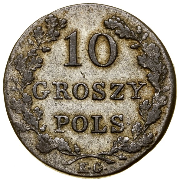 10 groszy, 1831 KG, Warszawa; łapy Orła zgięte, 