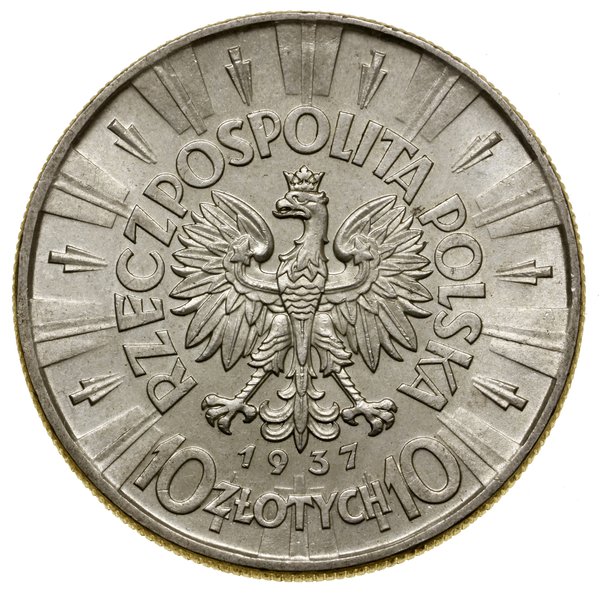 10 złotych, 1937, Warszawa; Józef Piłsudski; Kop
