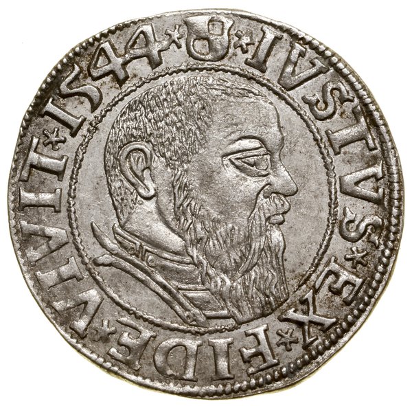 Grosz, 1544, Królewiec; długa broda księcia, koń