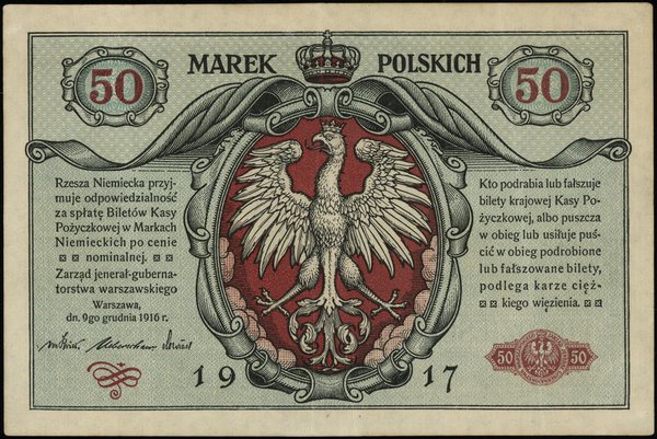 50 marek polskich; 9.12.1916; „Jenerał”, seria A