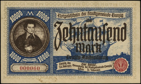 10.000 marek, 26.06.1923; bardzo niska numeracja