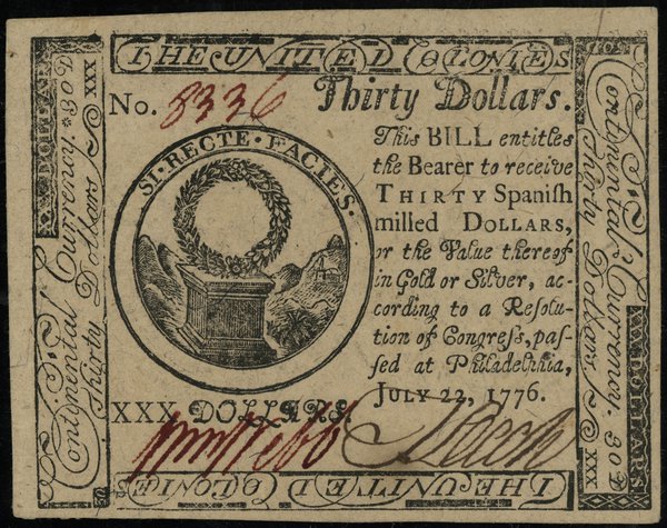 30 dolarów, 22.07.1776