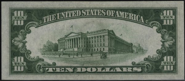 10 dolarów, 1934; seria B 10602194 A; żółta piec