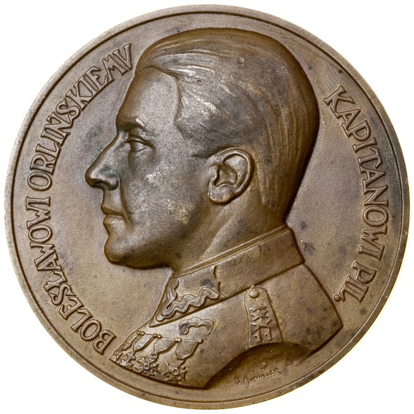Medal dedykowany Bolesławowi Orlińskiemu, 1926, Warszawa, projektował Józef Aumiller