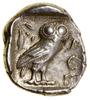 Tetradrachma, ok. 454–404 p.n.e., Ateny; Aw: Głowa Ateny w prawo, w hełmie przyozdobionym liśćmi l..