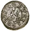 Denar, bez daty (ok. 1107–1113), Kraków; Aw: Książę, siedzący na wprost, trzymający miecz oraz dło..