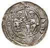 Denar, bez daty (1138–1146); Aw: Książę na tronie z mieczem w dłoni, obok stojący giermek podający..