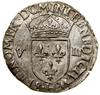 1/8 écu, 1587 H, La Rochelle; tytulatura królewska przy krzyżu; Ciani 1440, Duplessy 1134, Kop. 10..