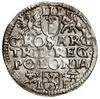 Trojak, 1595, Wschowa; korona z lilią bez obwódki, data na awersie, na rewersie końcówka POLONIA, ..