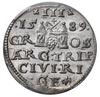 Trojak, 1589, Ryga; końcówka napisu LI na awersie, znak mincerski po GE na rewersie;  Iger R.89.3...