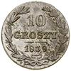 10 groszy, 1839, Warszawa; Bitkin 1181 (R), Plage 103, Berezowski 1.20 zł; mennicza wada  powierzc..