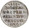 Trojak, 1540, Królewiec; końcówka napisu PRVSS na awersie, krótka broda księcia; Iger Pr.40.1.b (R..