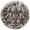 Denar, 1571, Królewiec; nad monogramem dziewięciopłatkowa rozeta między pierścieniami, tarcza  Hoh..