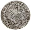 Grosz, 1545, Legnica; F.u.S. 1370, Kop. 4925 (R); moneta z miejscową patyną i połyskiem menniczym ..