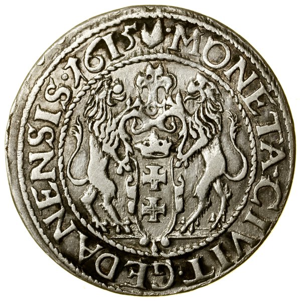 Ort, 1615, Gdańsk; duża głowa króla (popiersie z