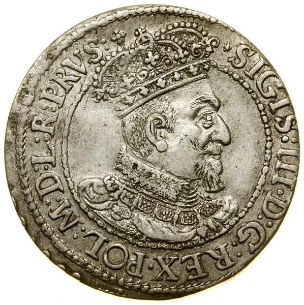 Ort, 1616, Gdańsk; popiersie króla z kołnierzem,