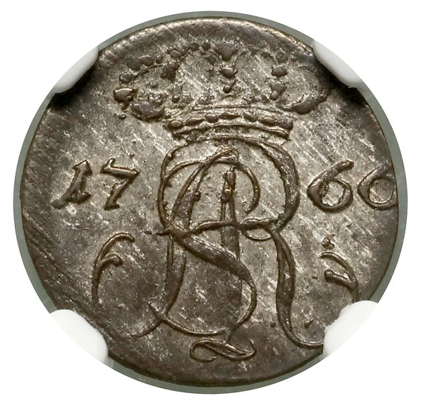 Szeląg, 1766 FLS, Gdańsk; odmiana z małym monogr