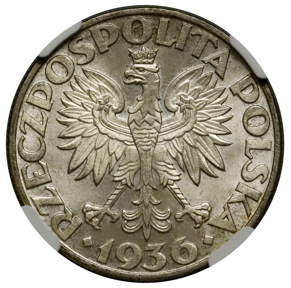 5 złotych, 1936, Warszawa; Żaglowiec; Kop. 2962 