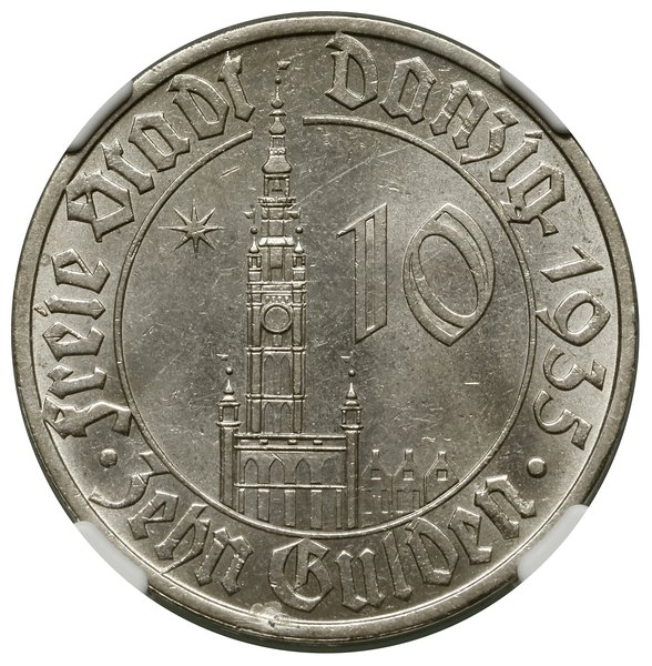 10 guldenów, 1935, Berlin; Ratusz Gdański; AKS 7