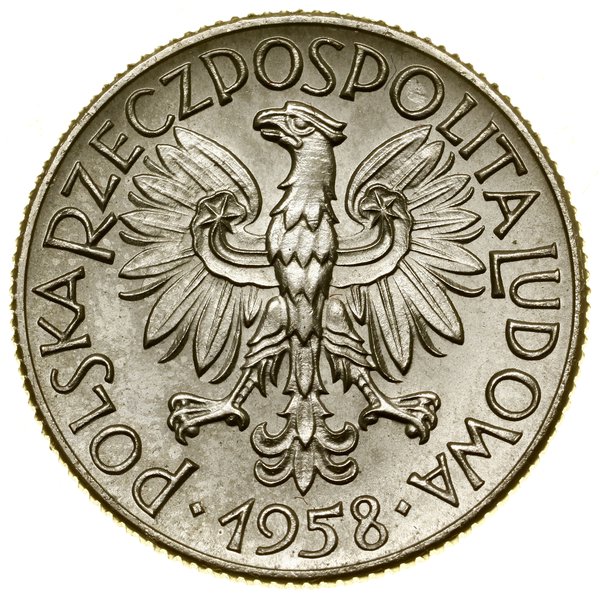 1 złoty, 1958, Warszawa; Kłosy zboża na obwódce,