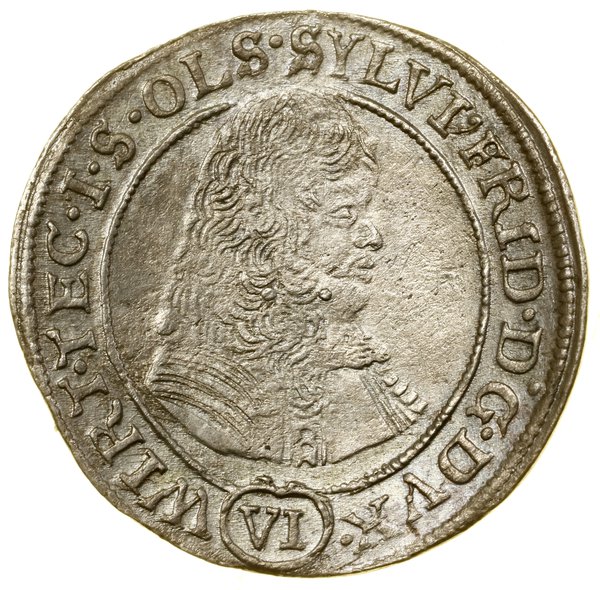 6 krajcarów, 1674 SP, Oleśnica; litery S P po bo