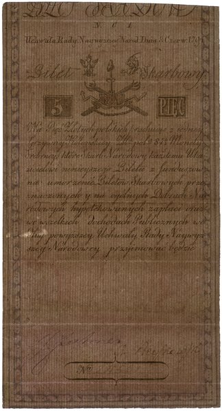 5 złotych polskich, 8.06.1794; seria N.C.1, nume