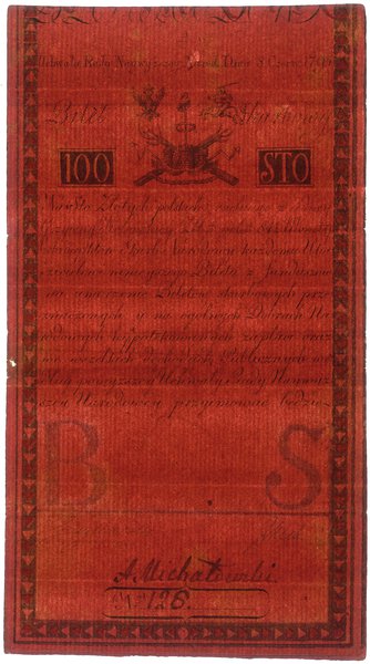 100 złotych polskich, 8.06.1794; seria A, niska 