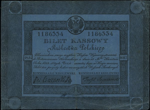 5 złotych, 1824; podpisy: Fe: Czarnecki SK / Teo