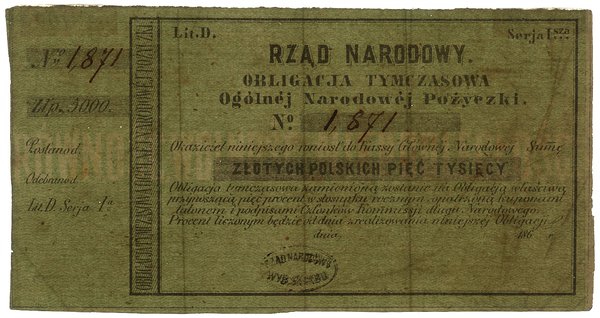 Blankiet obligacji tymczasowej na 5.000 złotych 