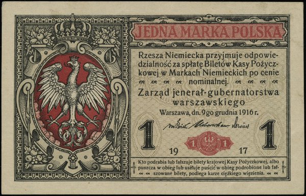 1 marka polska, 9.12.1916; jenerał, seria B, num
