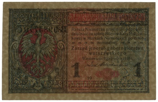 1 marka polska, 9.12.1916; jenerał, seria B, num