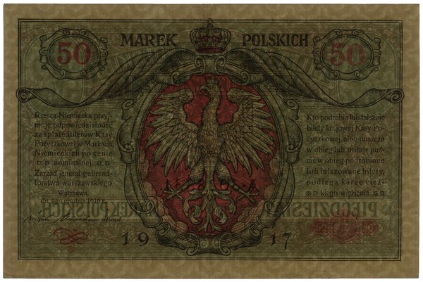 50 marek polskich, 9.12.1916; jenerał, seria A, 