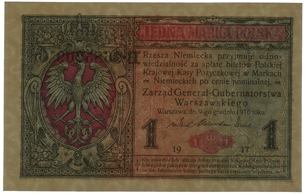 1 marka polska, 9.12.1916; Generał, seria B, num