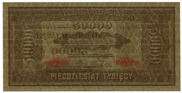 50.000 marek polskich, 10.10.1922; seria A, nume