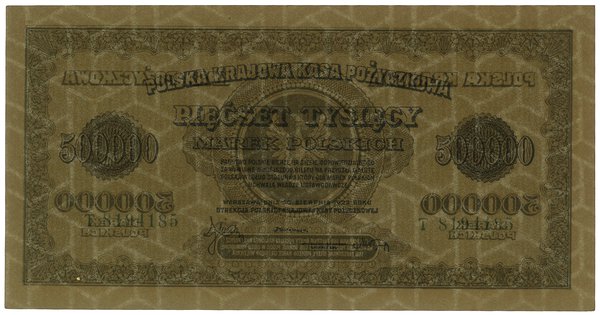 500.000 marek polskich, 30.08.1923; seria T, num