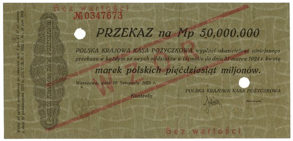 50.000.000 marek polskich, 20.11.1923; numeracja
