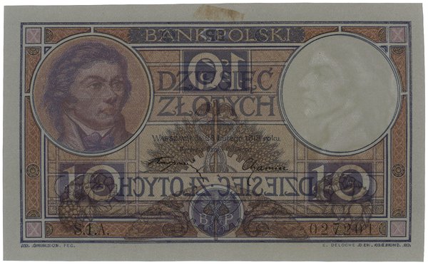 10 złotych, 28.02.1919; seria 1.A, numeracja 027